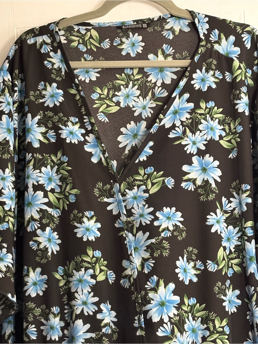 BloomChic Black Tunic with Light Blue Floral Print